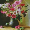 Vintage Hollyhocks Vase Diamond Painting