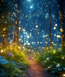 Whimsical Forest With Fireflies Diamond Painting