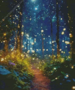 Whimsical Forest With Fireflies Diamond Painting