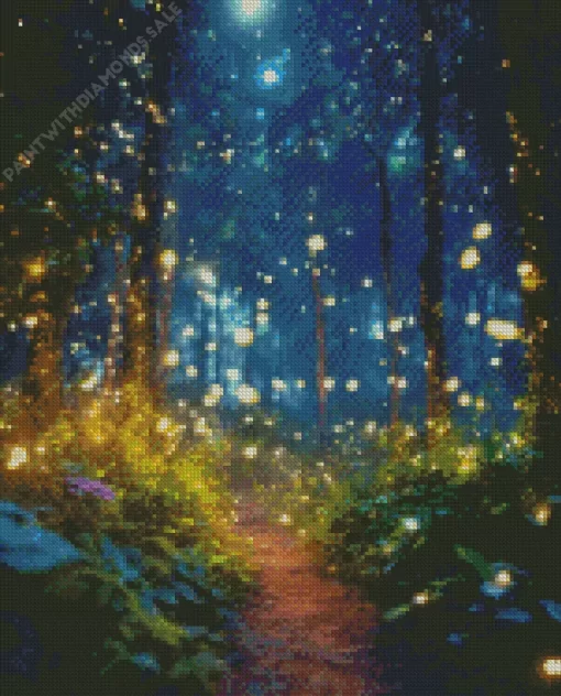 Whimsical Forest With Fireflies Diamond Painting