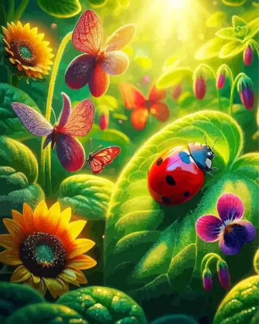 Whimsical Ladybug Art Diamond Painting