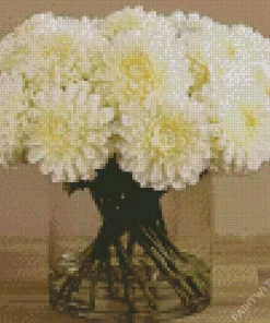 White Chrysanthemum In Vase Diamond Painting