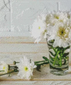 White Chrysanthemum Vase Diamond Painting