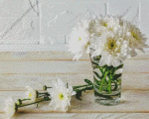 White Chrysanthemum Vase Diamond Painting