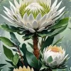 White Proteas Diamond Painting