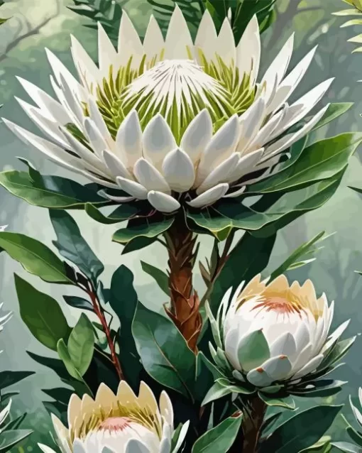 White Proteas Diamond Painting