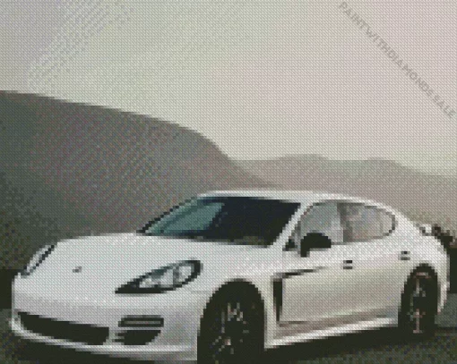 White Porsche Car Diamond Painting