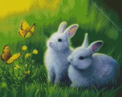 White Rabbits Diamond Painting