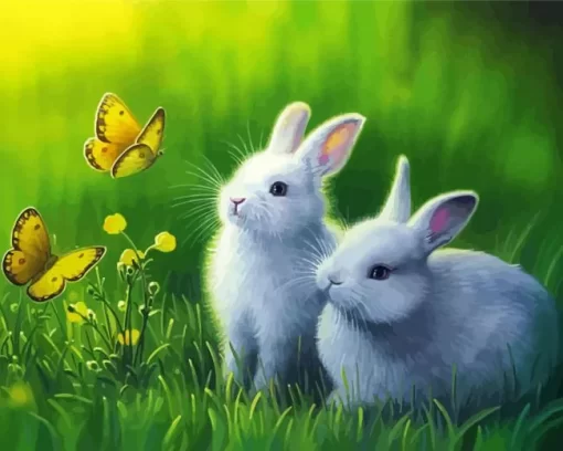 White Rabbits Diamond Painting