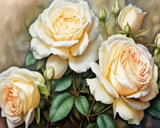 White Roses Art Diamond Painting