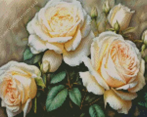 White Roses Art Diamond Painting