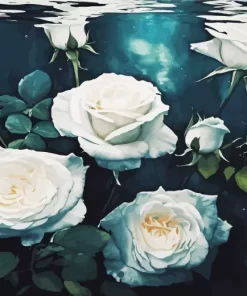 White Roses Underwater Diamond Painting