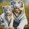 White Tiger And Cub Diamond Painting