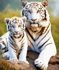 White Tiger And Cub Diamond Painting