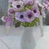 White Vase Of Anemone Flowers Diamond Painting