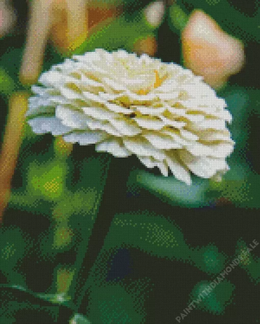 White Zinnia Polar Bear Diamond Painting