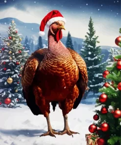 Wild Turkey Christmas Diamond Painting