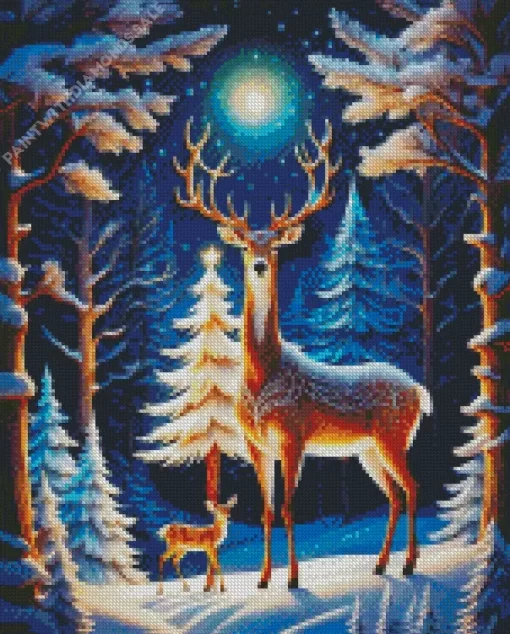 Winter Deers Diamond Painting