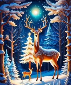 Winter Deers Diamond Painting