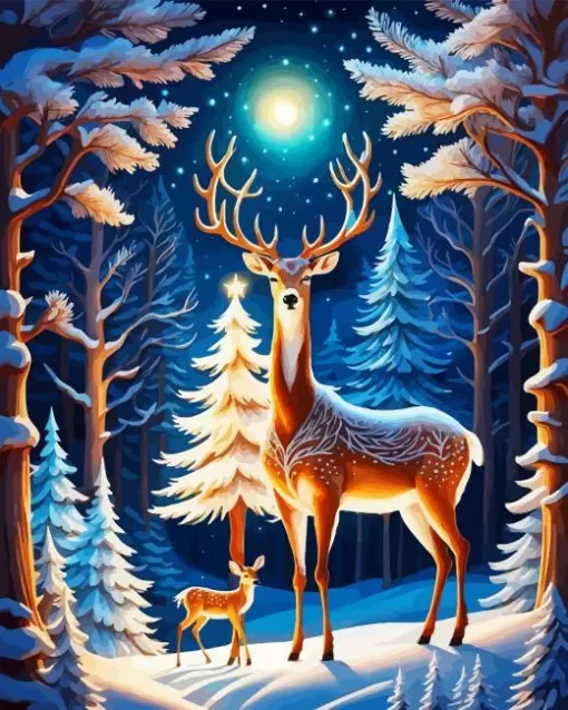 Winter Deers Diamond Painting