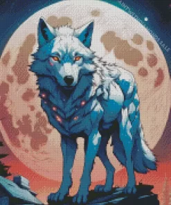 Wolf And Moon Diamond Painting