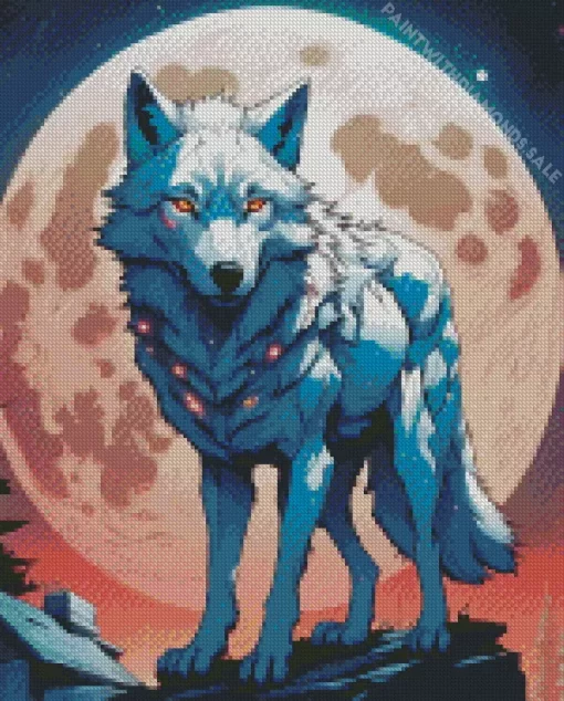 Wolf And Moon Diamond Painting