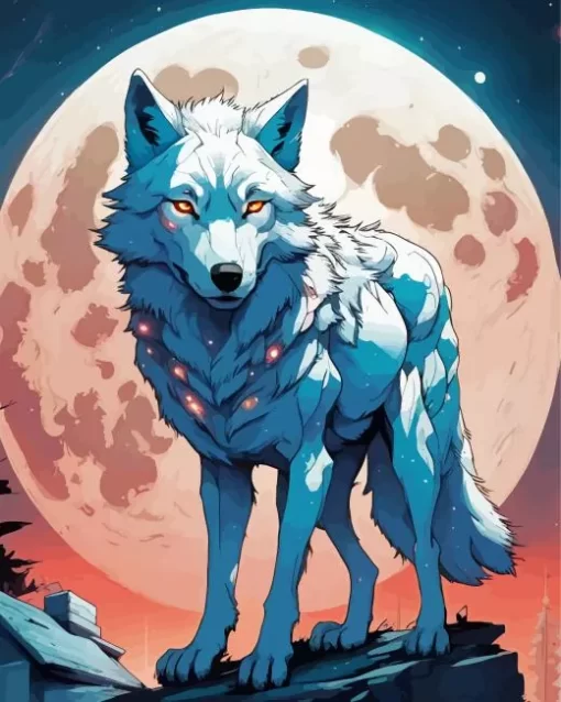 Wolf And Moon Diamond Painting