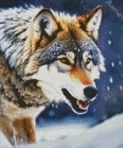 Wolf In Snow Diamond Painting