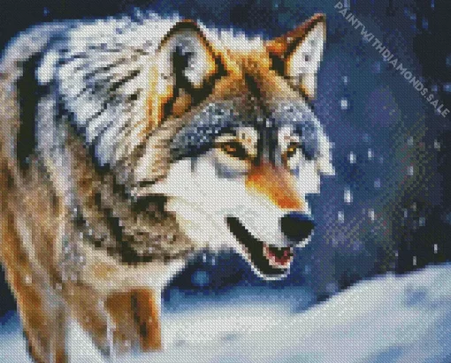 Wolf In Snow Diamond Painting