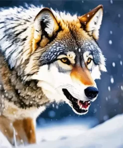 Wolf In Snow Diamond Painting