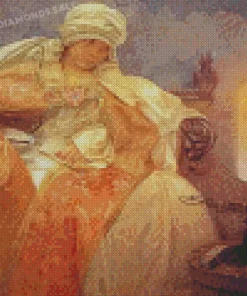 Woman With Burning Candle Diamond Paintings