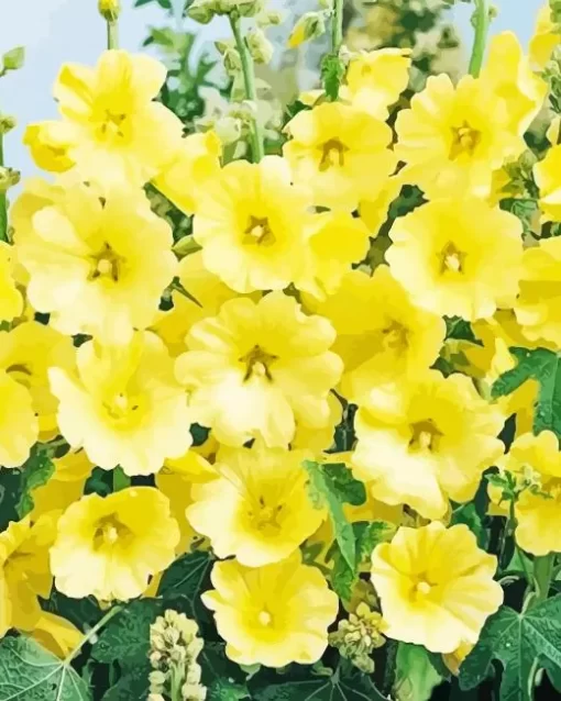 Yellow Hollyhocks Diamond Painting