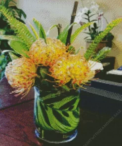 Yellow Pincushion Proteas Diamond Painting