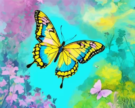 Yellow Butterfly Art Diamond Painting