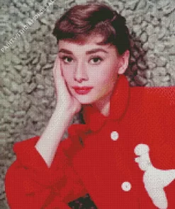 Audrey Hepburn Wearing Red Diamond Painting