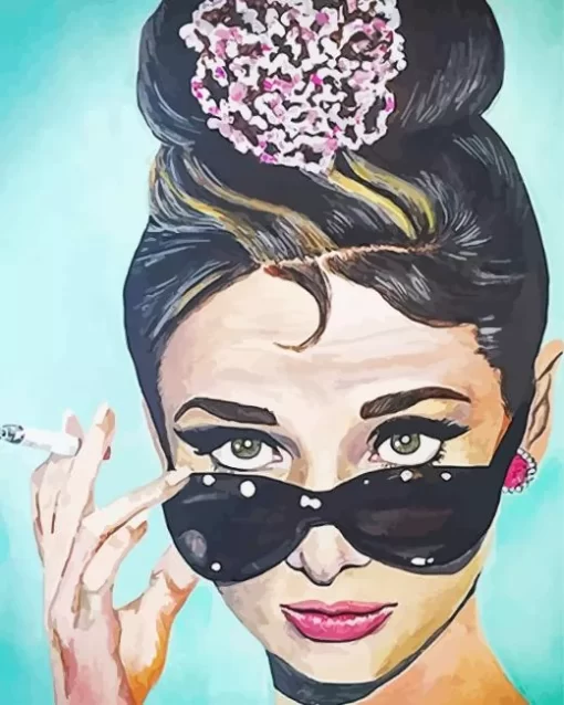 Audrey Hepburn With Glasses Diamond Painting