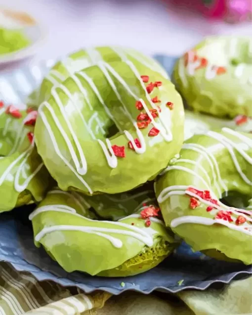 Baked Matcha Donuts Diamond Painting