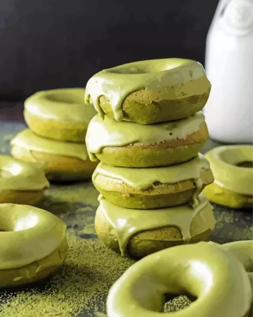 Baked Matcha Glazed Doughnuts Diamond Painting