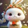 Bunny With Flowers Crown Diamond Painting