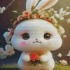 Bunny With Flowers Crown Diamond Painting