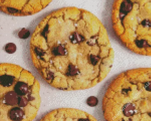 Chocolate Chip Cookies Close Up Diamond Painting