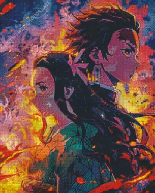 Demon Slayer Tanjiro And Nezuko Diamonds By Numbers