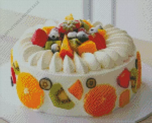 Fresh Cream Fruit Cake Diamond Painting