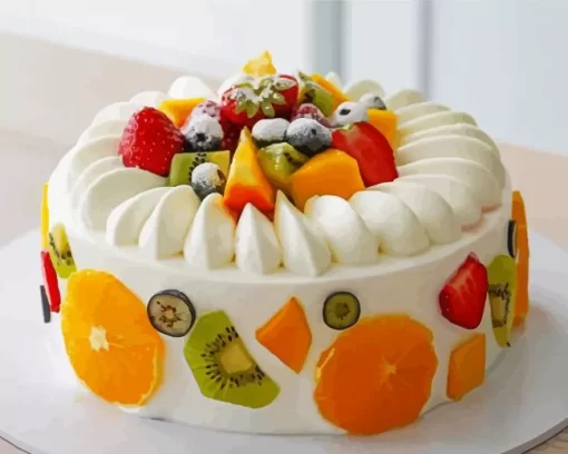 Fresh Cream Fruit Cake Diamond Painting