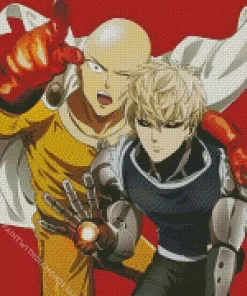 Genos And Saitama One Punch Man Diamond With Numbers