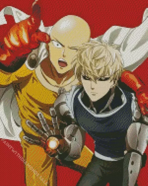 Genos And Saitama One Punch Man Diamond With Numbers