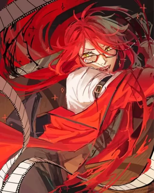 Grell Sutcliff Black Butler Anime Diamond With Numbers