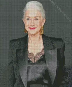 Helen Mirren Wearing Black Diamond Painting