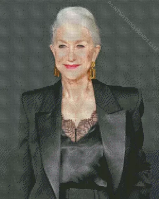 Helen Mirren Wearing Black Diamond Painting