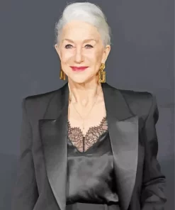 Helen Mirren Wearing Black Diamond Painting